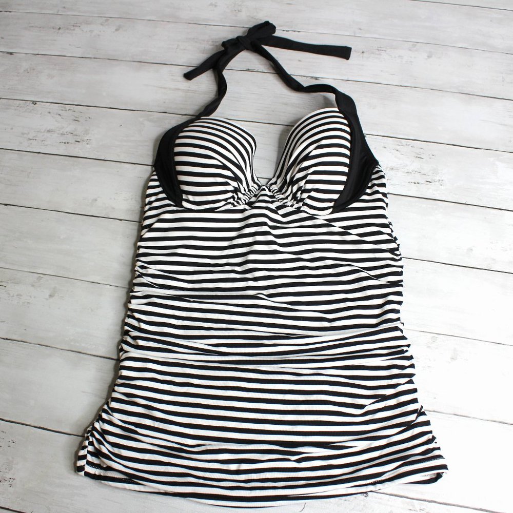 Tommy Bahama Women's Tankini Swim Top Size XS Bra Cup D Black White